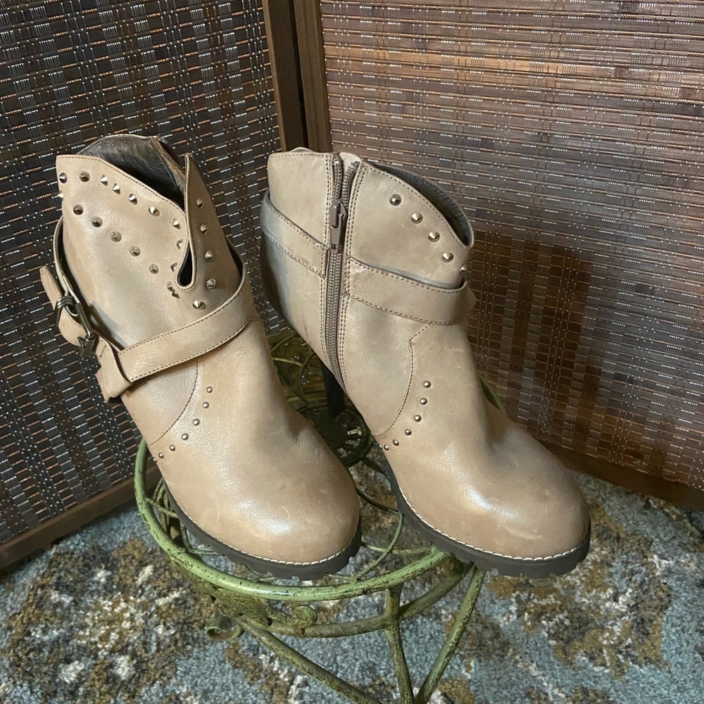 Lugged Sole, Stud Embellished Booties,